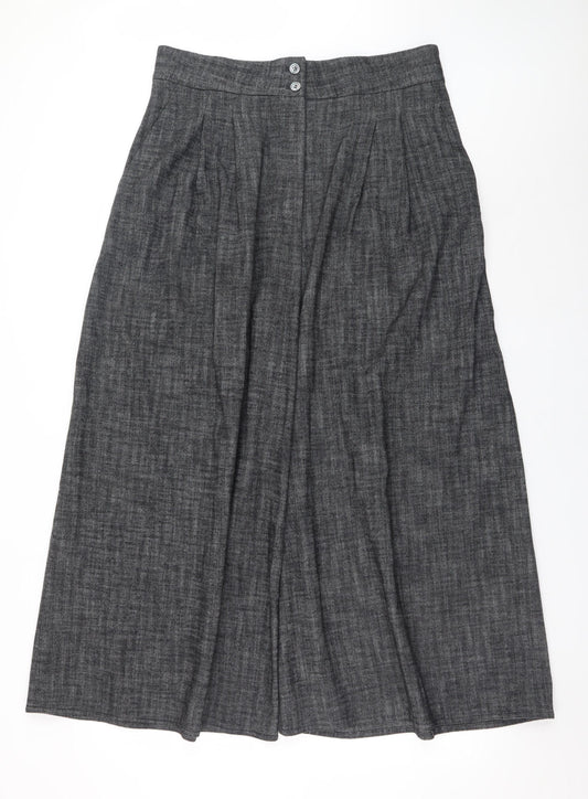 Zara Women Grey Pleated Wide-Leg Culottes Trousers XL