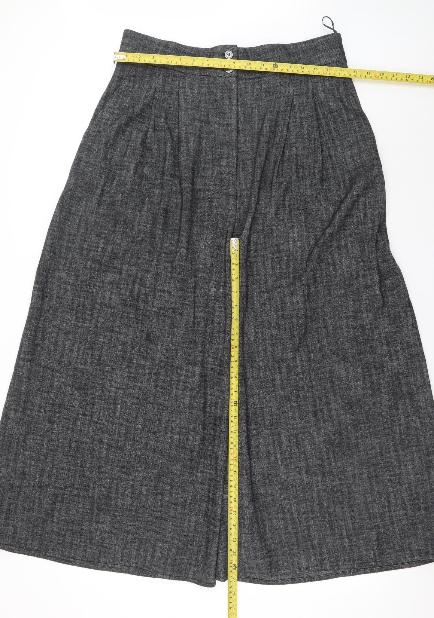 Zara Women Grey Pleated Wide-Leg Culottes Trousers XL