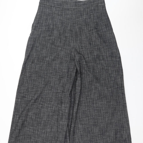 Zara Women Grey Pleated Wide-Leg Culottes Trousers XL