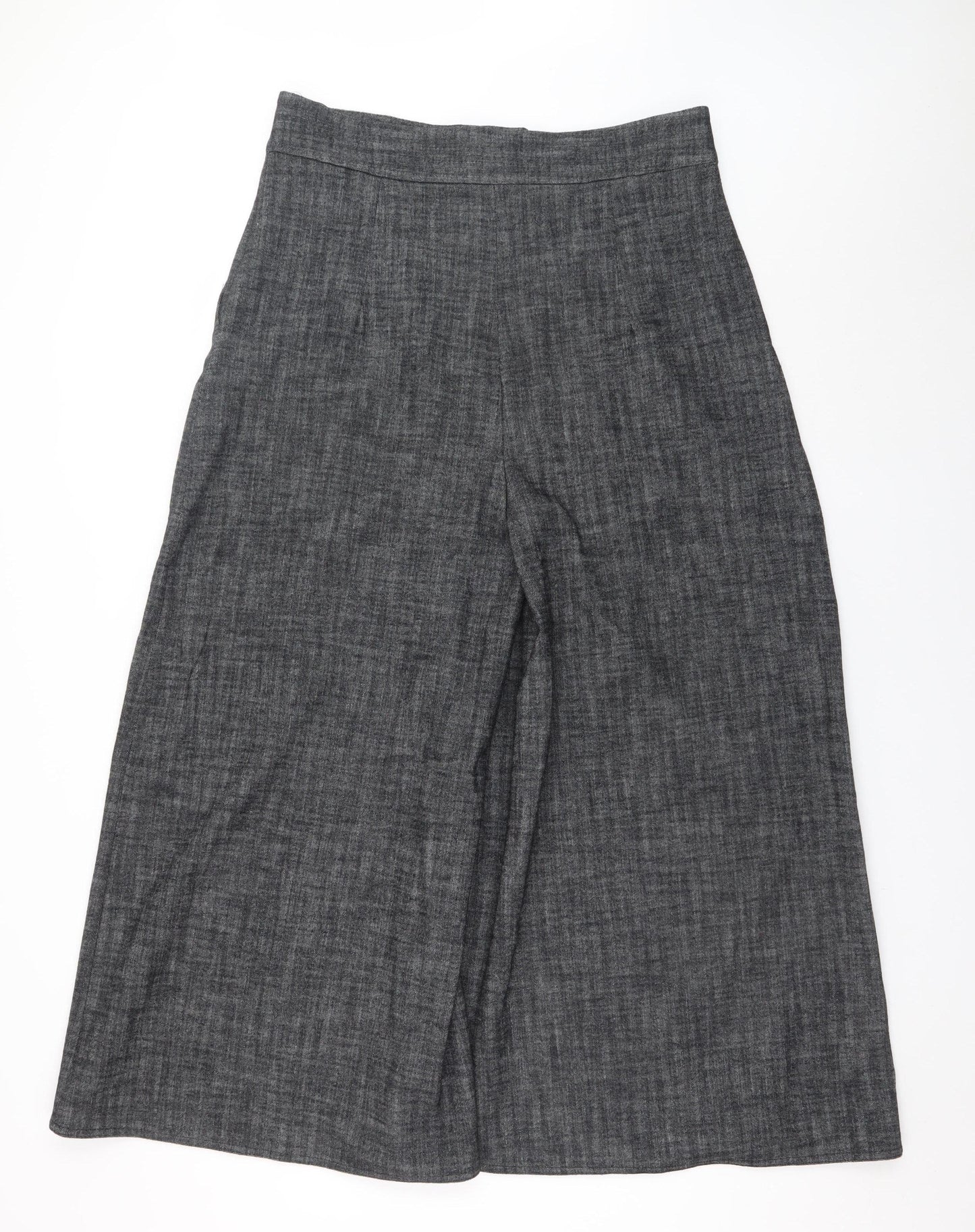 Zara Women Grey Pleated Wide-Leg Culottes Trousers XL