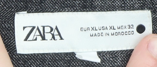 Zara Women Grey Pleated Wide-Leg Culottes Trousers XL