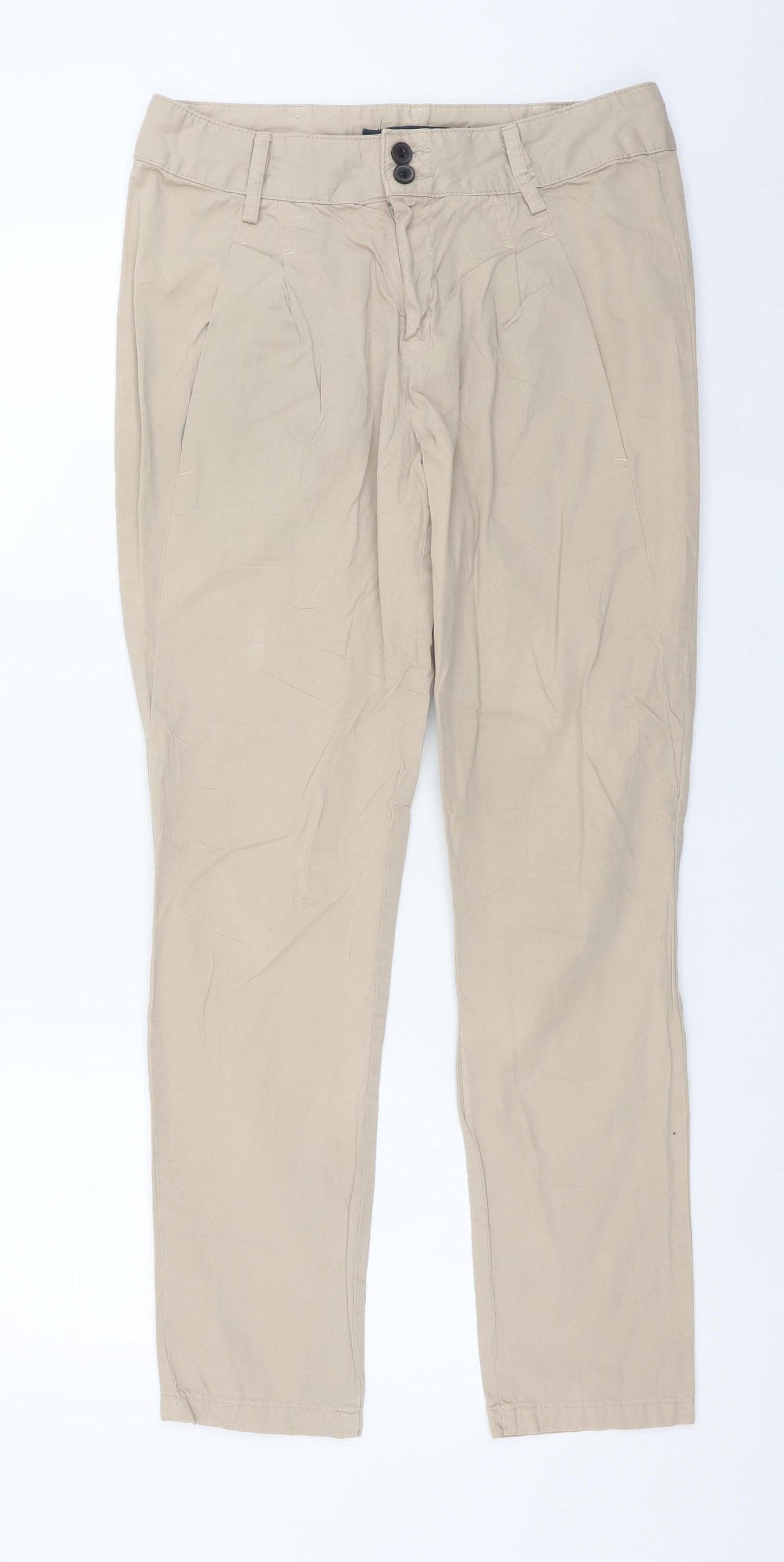 Zara Basic Men's Beige XS Slim Fit Chino Trousers