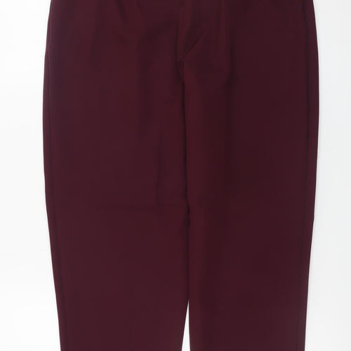 New Look Women's Burgundy Paperbag High Waist Tapered Trousers Size 12