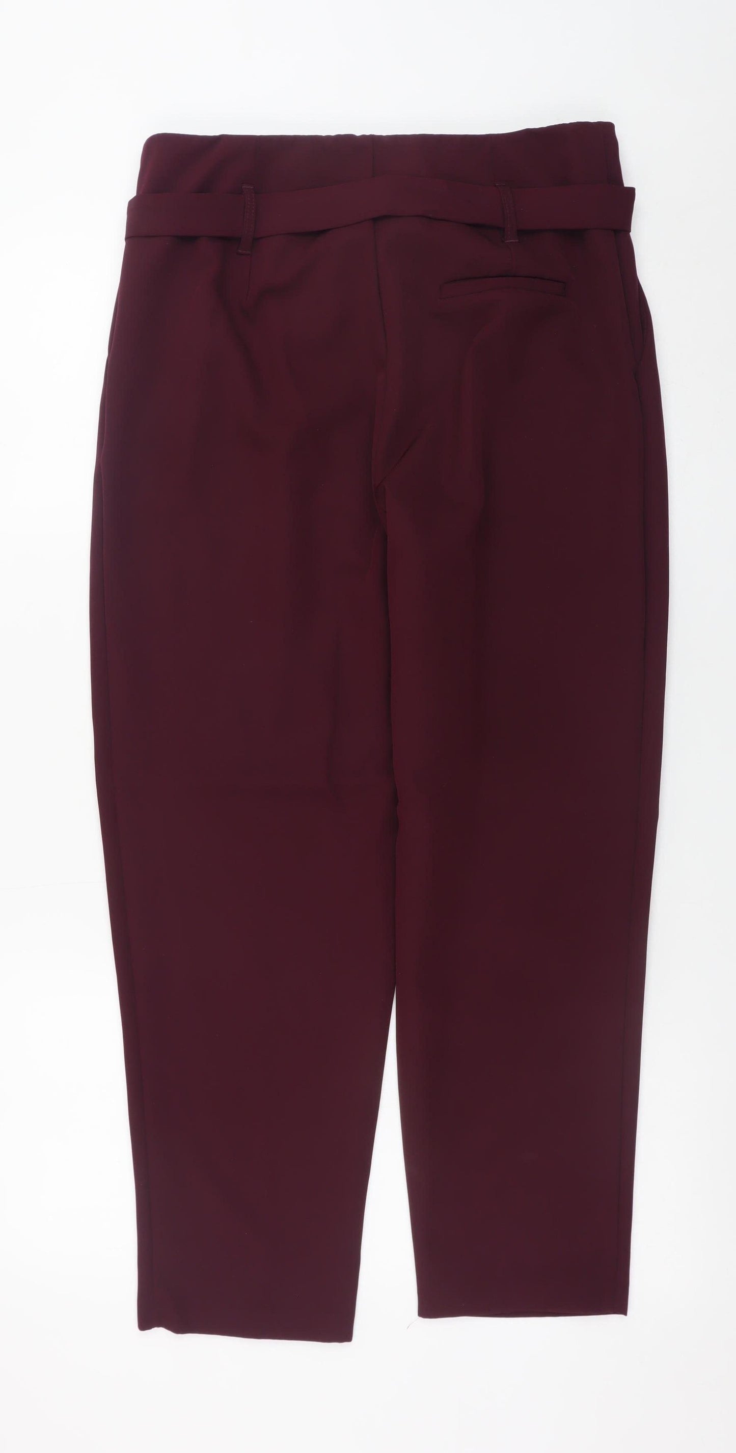 New Look Women's Burgundy Paperbag High Waist Tapered Trousers Size 12