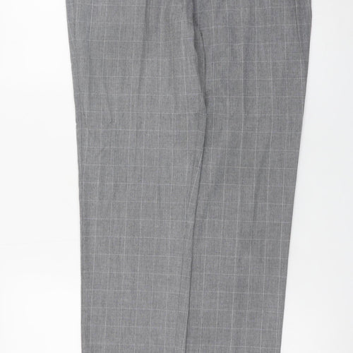 River Island Men's Grey Check Slim Fit Dress Trousers 32L
