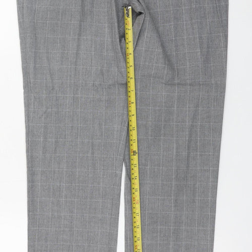 River Island Men's Grey Check Slim Fit Dress Trousers 32L