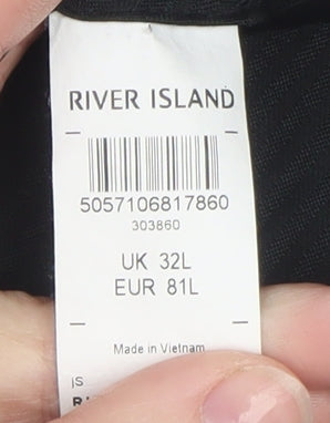 River Island Men's Grey Check Slim Fit Dress Trousers 32L
