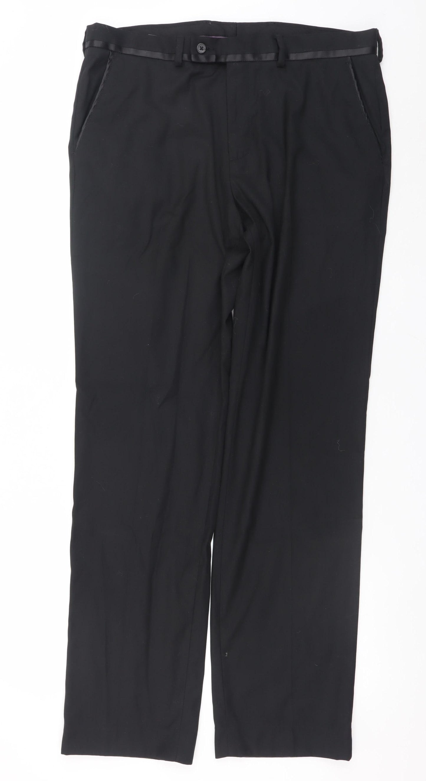 George Men's Black Regular Fit Dress Pants 33W 33L Formal Trousers