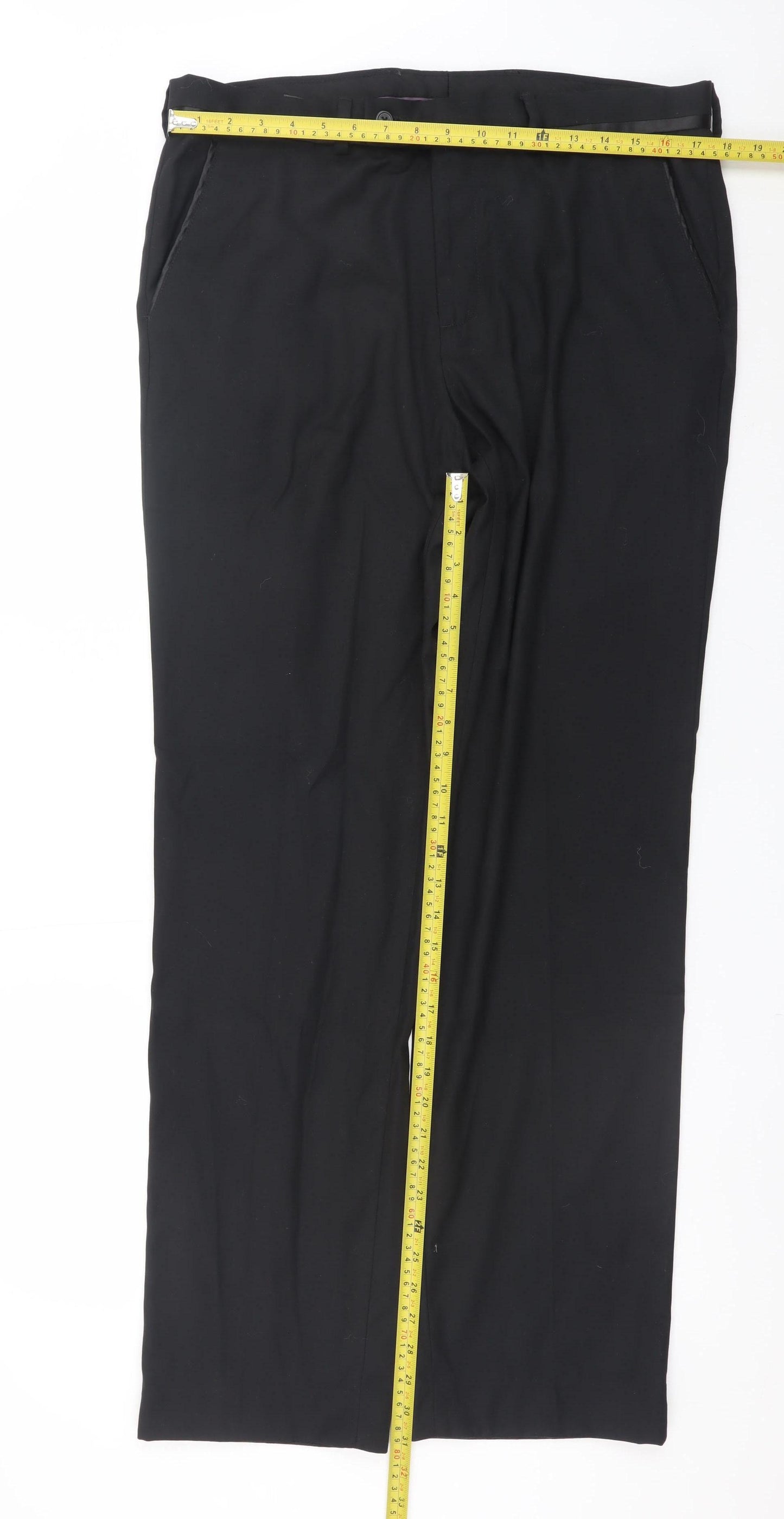 George Men's Black Regular Fit Dress Pants 33W 33L Formal Trousers