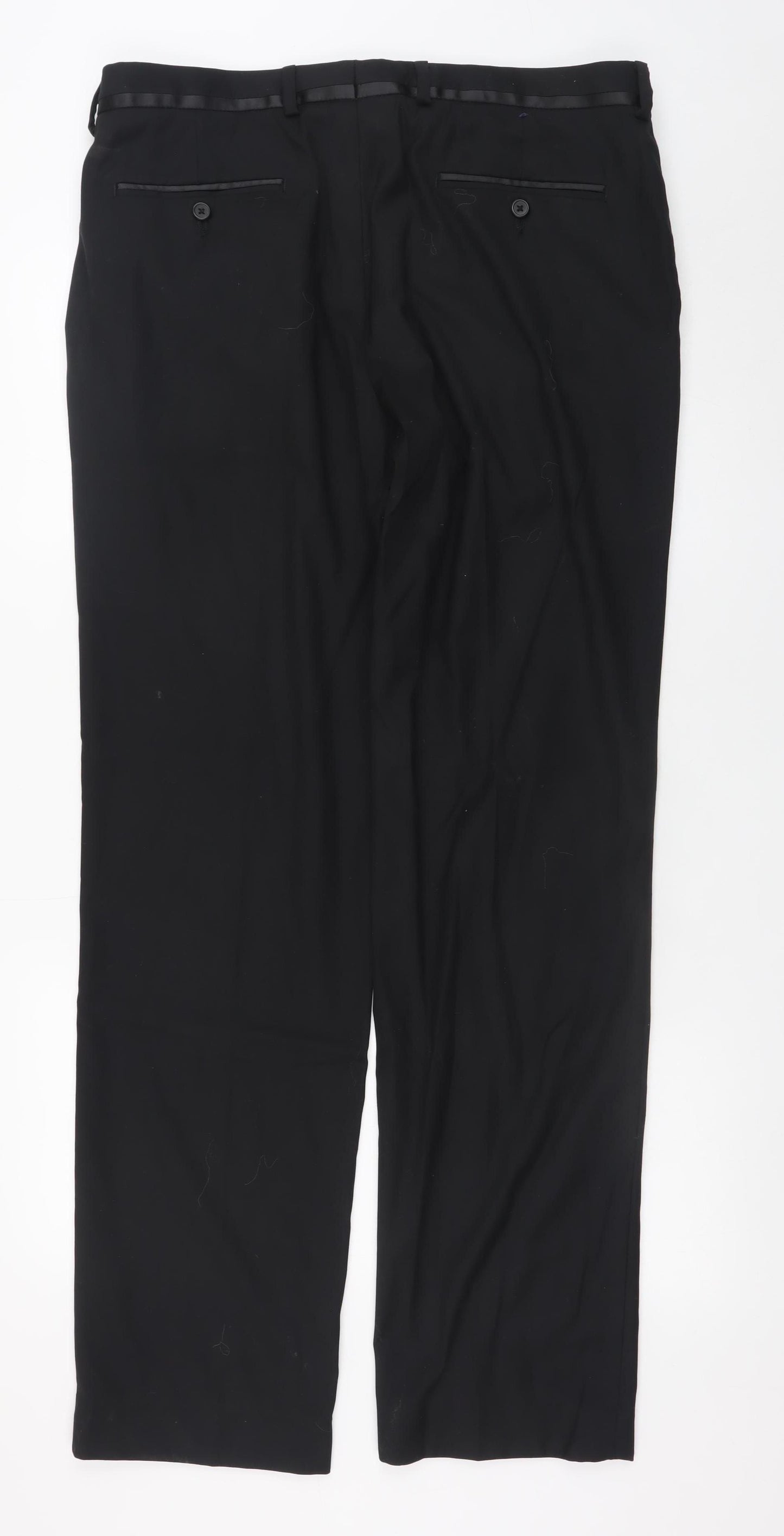 George Men's Black Regular Fit Dress Pants 33W 33L Formal Trousers