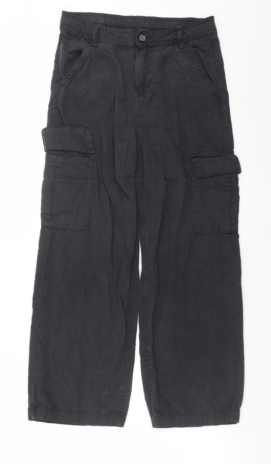 Marks and Spencer Boys Charcoal Cargo Trousers 10-11 Years Cotton Lyocell Blend