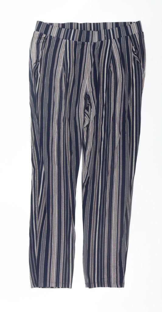 Marks and Spencer Women Blue Striped Jersey Trousers Size 14