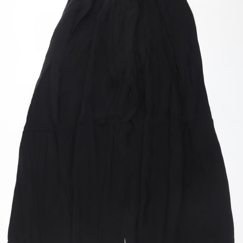 Keta Gutmane Womens Black Wide-Leg Crepe Trousers Size 10