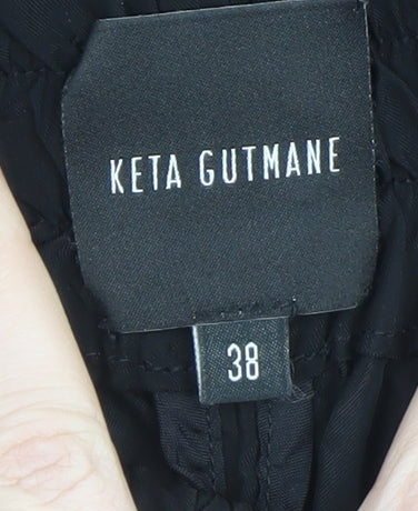 Keta Gutmane Womens Black Wide-Leg Crepe Trousers Size 10