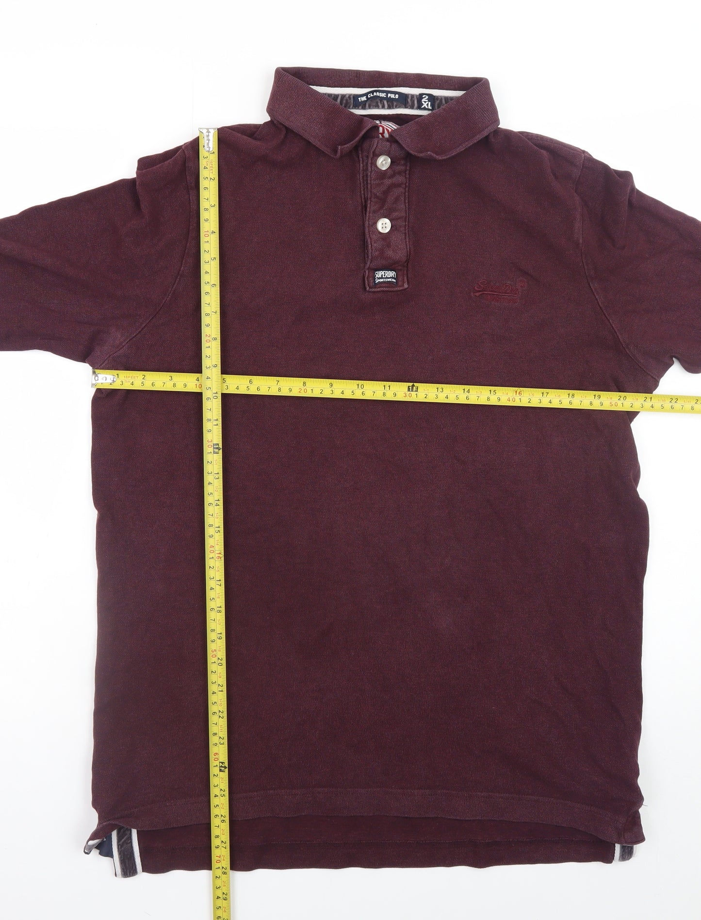 Superdry Men's Red Long Sleeve Polo Shirt 2XL Cotton Casual
