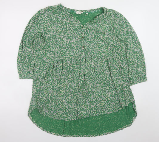FatFace Women’s Green Floral Tunic Blouse Size 14 Lightweight Cotton Blend