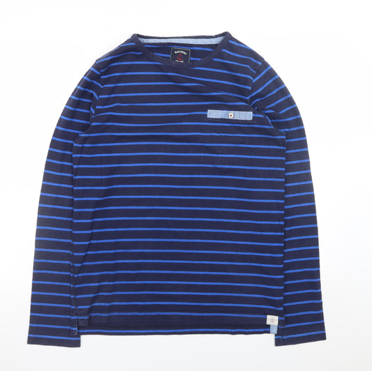 Joules Men's Blue Striped Nautical Long Sleeve Cotton T-Shirt Size S