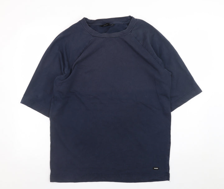Dr Denim Mens Navy Crew Neck Short Sleeve Supima Cotton T-Shirt Small
