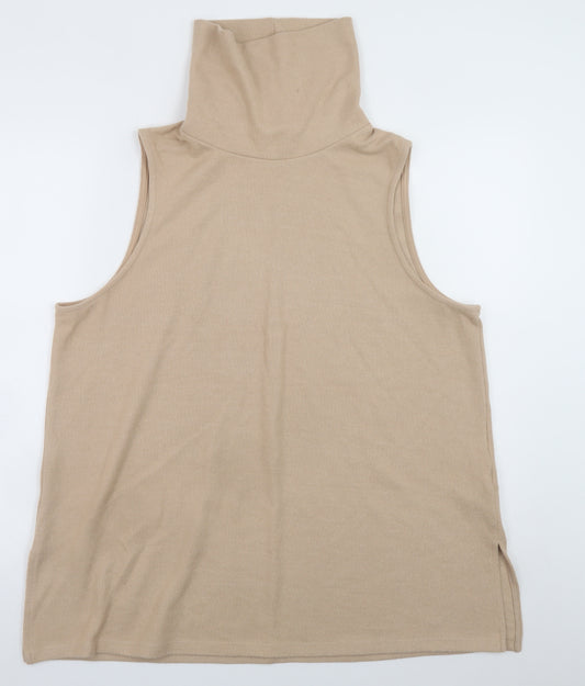 Marks and Spencer Women’s Beige Sleeveless Roll Neck Knit Jumper Size 20
