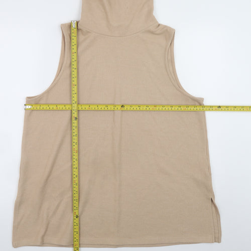 Marks and Spencer Women’s Beige Sleeveless Roll Neck Knit Jumper Size 20