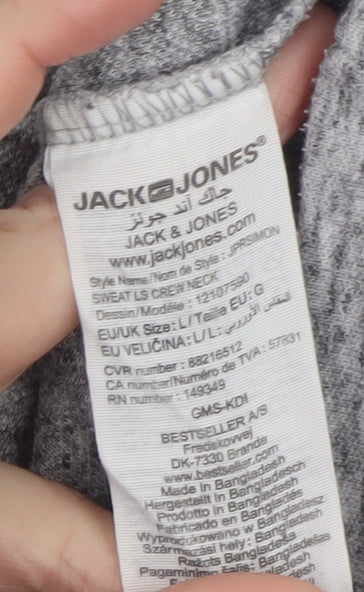 Jack & Jones Men’s Grey L Pullover Sweatshirt Crew Neck