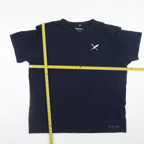 TOBEFRANK Men’s Blue Brower XL Crew Neck Recycled Cotton T-Shirt