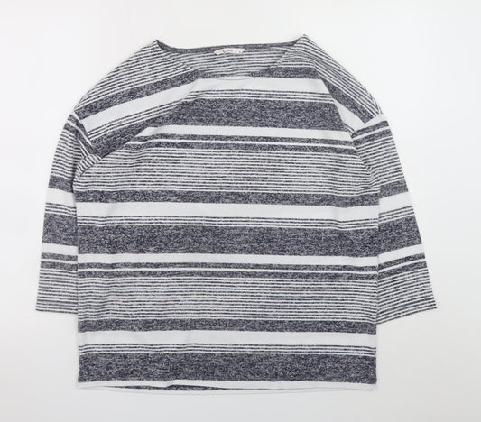 Tu Women Blue Striped Boat Neck 3/4 Sleeve T-Shirt Size 14