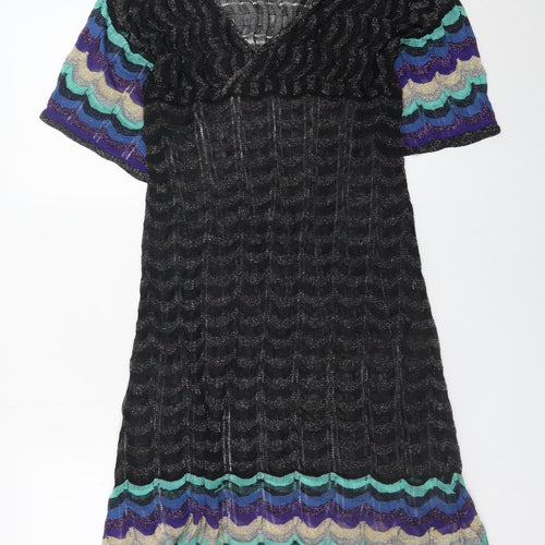 Butterfly by Matthew Williamson Black Knit Wrap Dress Women's Size 12