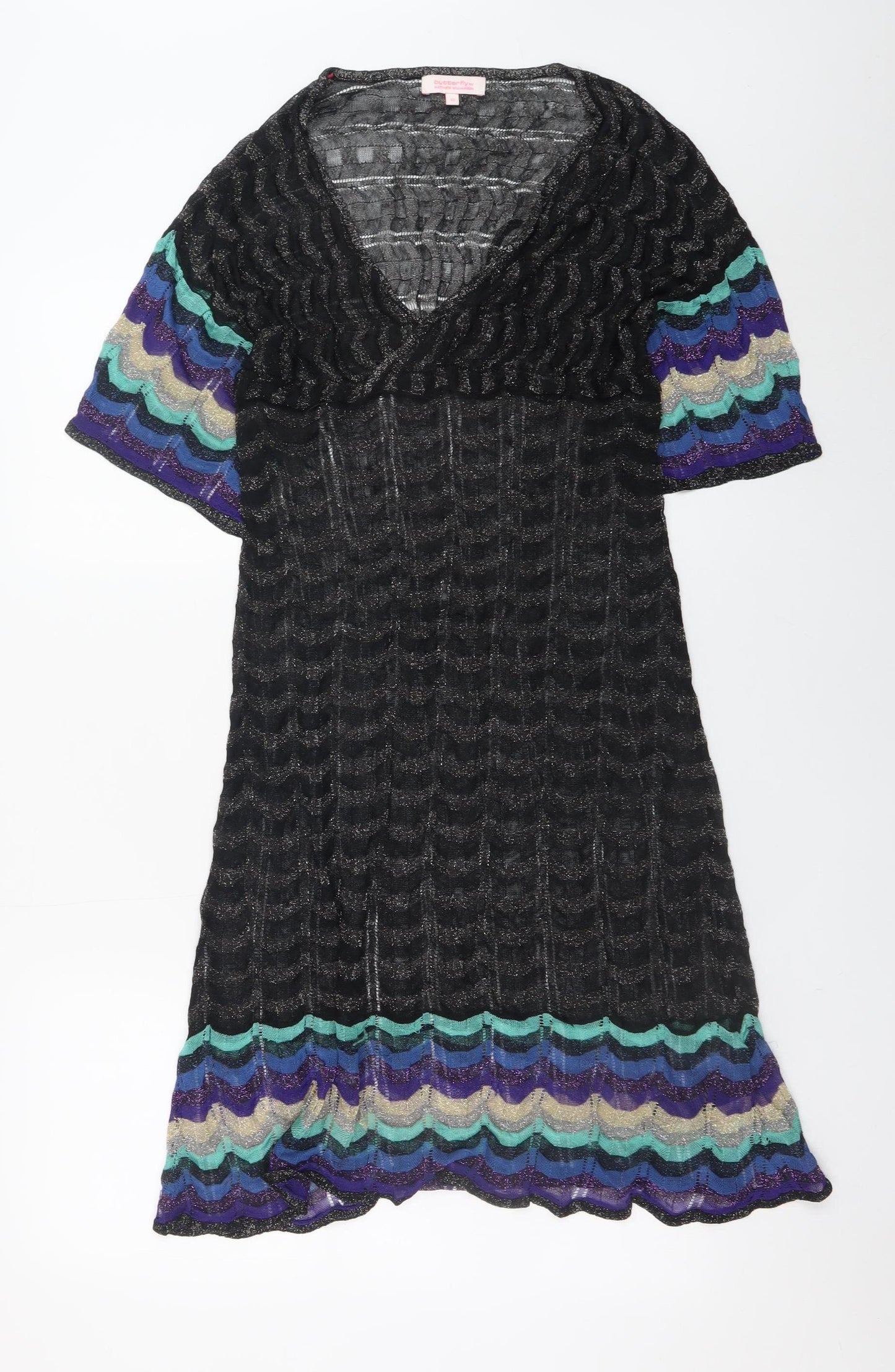 Butterfly by Matthew Williamson Black Knit Wrap Dress Women's Size 12
