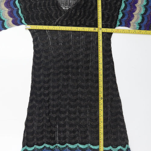 Butterfly by Matthew Williamson Black Knit Wrap Dress Women's Size 12