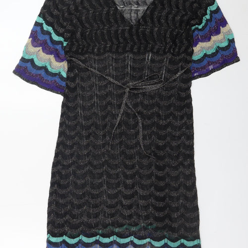 Butterfly by Matthew Williamson Black Knit Wrap Dress Women's Size 12