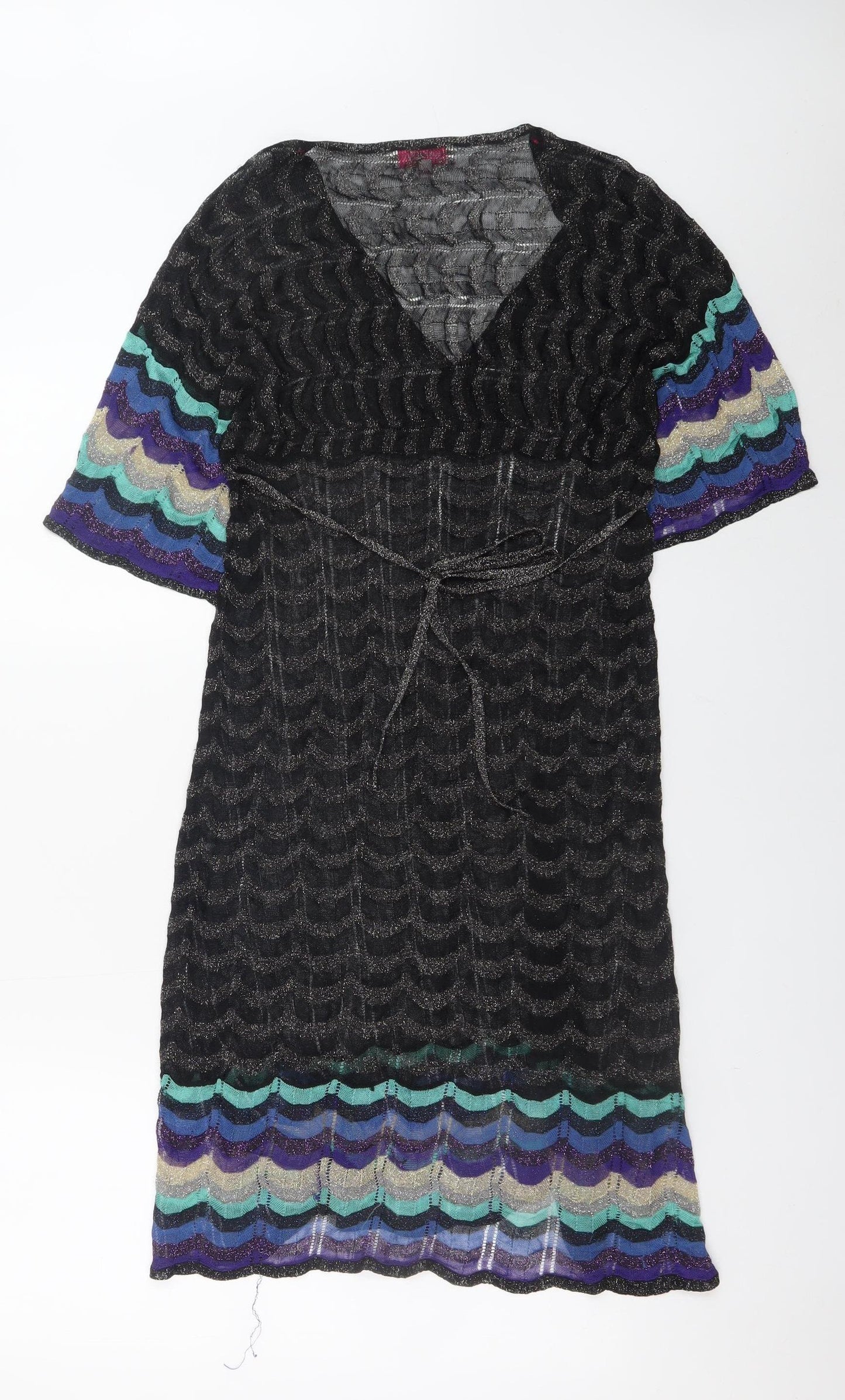 Butterfly by Matthew Williamson Black Knit Wrap Dress Women's Size 12