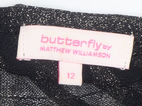 Butterfly by Matthew Williamson Black Knit Wrap Dress Women's Size 12
