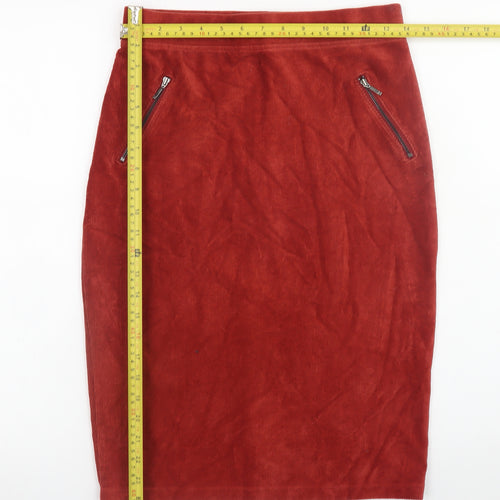 Tu Women Red Corduroy Stretch Skirt Size 10 with Zip Pockets