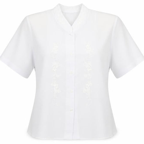 Eye Catch London Women's White Embroidered Short Sleeve Blouse Size 12