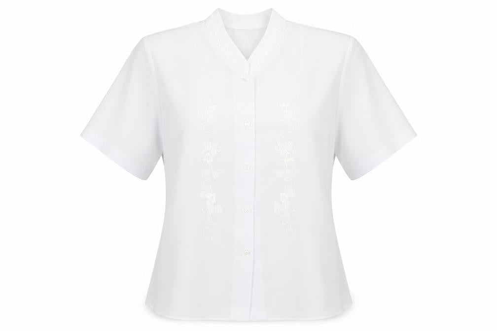 Eye Catch London Women's White Embroidered Short Sleeve Blouse Size 12