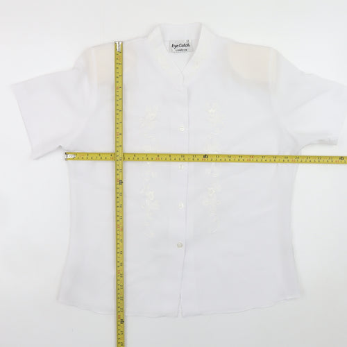 Eye Catch London Women's White Embroidered Short Sleeve Blouse Size 12