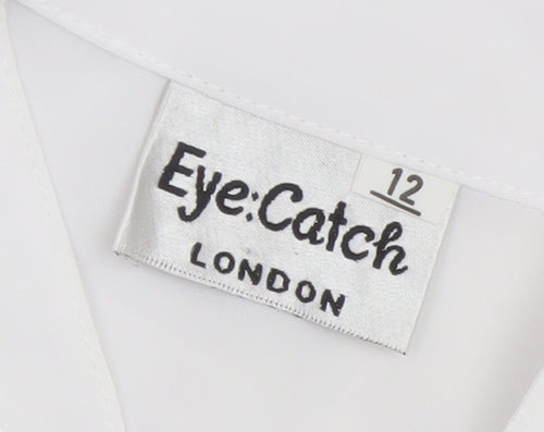 Eye Catch London Women's White Embroidered Short Sleeve Blouse Size 12
