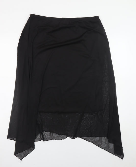 Primark Women’s Black Asymmetric Midi Skirt Size L 14-16 Polyester