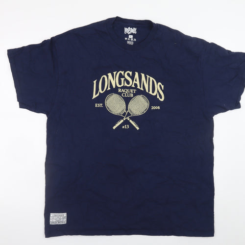 Longsands Men's Navy XL Graphic Raquet Club Cotton T-Shirt