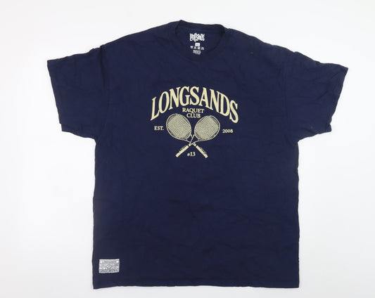 Longsands Men's Navy XL Graphic Raquet Club Cotton T-Shirt