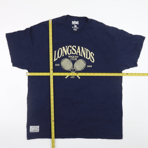 Longsands Men's Navy XL Graphic Raquet Club Cotton T-Shirt