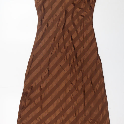 Missguided Women Brown Size 10 Slip Dress Midi Strappy V-Neck