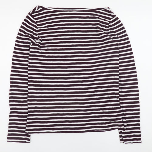 GAP Women’s Black & White Striped Long Sleeve Boat Neck Cotton Modal Jersey Top L