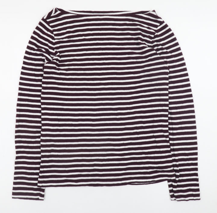 GAP Women’s Black & White Striped Long Sleeve Boat Neck Cotton Modal Jersey Top L