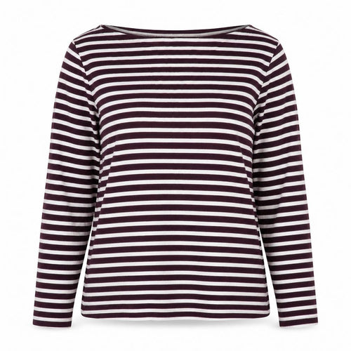 GAP Women’s Black & White Striped Long Sleeve Boat Neck Cotton Modal Jersey Top L