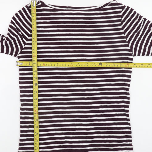 GAP Women’s Black & White Striped Long Sleeve Boat Neck Cotton Modal Jersey Top L