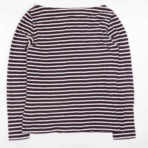 GAP Women’s Black & White Striped Long Sleeve Boat Neck Cotton Modal Jersey Top L