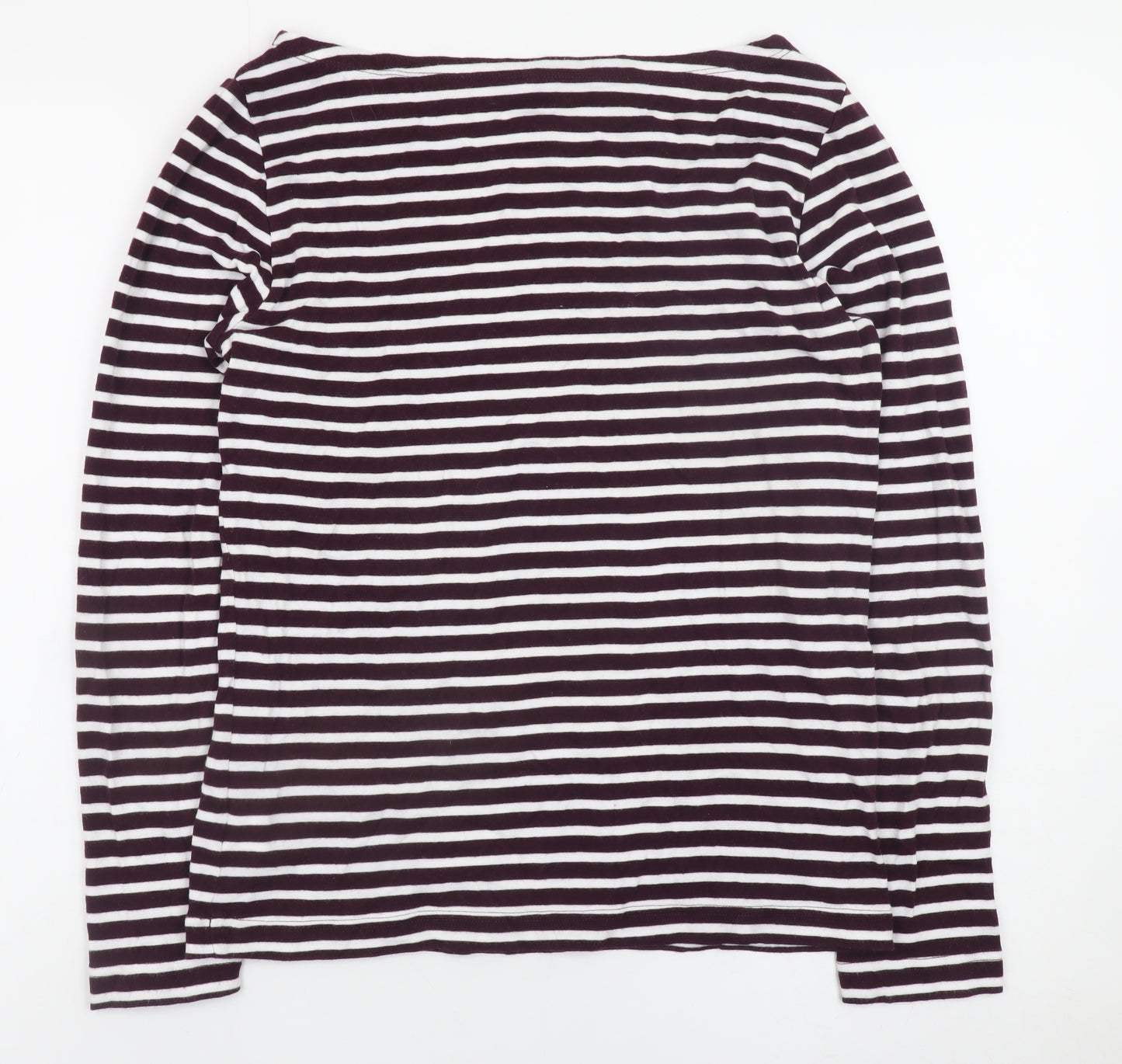 GAP Women’s Black & White Striped Long Sleeve Boat Neck Cotton Modal Jersey Top L