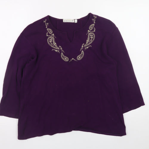 Melissa Women's Purple Embroidered Viscose Tunic Blouse M